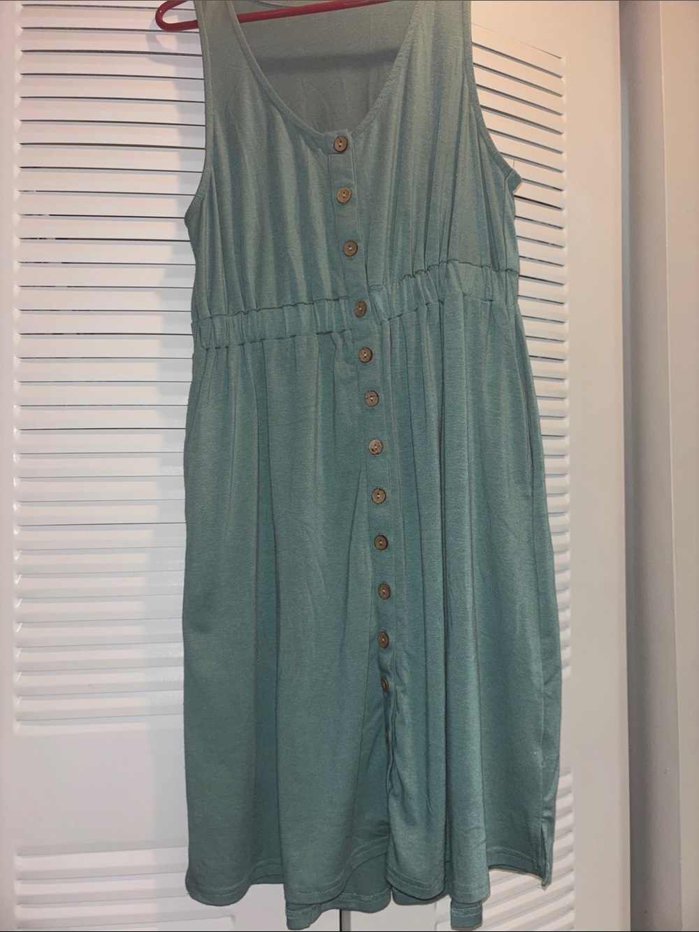 Sleeveless Button-Front Midi Dress in Sage Green
